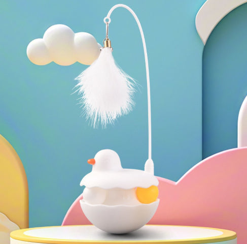 Interactive Cat Tumbler Toy with Feather Wand