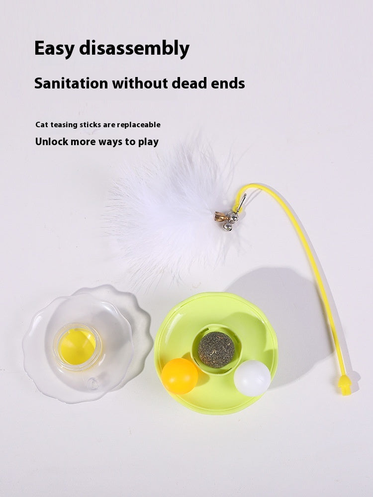 Interactive Cat Tumbler Toy with Feather Wand