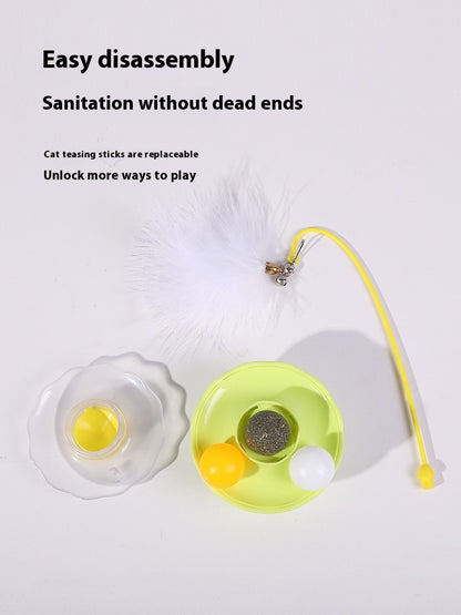 Interactive Cat Tumbler Toy with Feather Wand