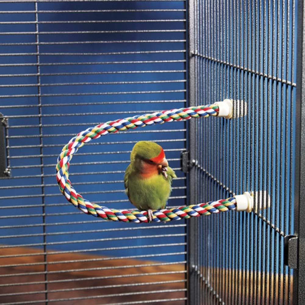 Pet Comfy Perch for Birds Flexible Multi-Color Rope, Small - 14" Length