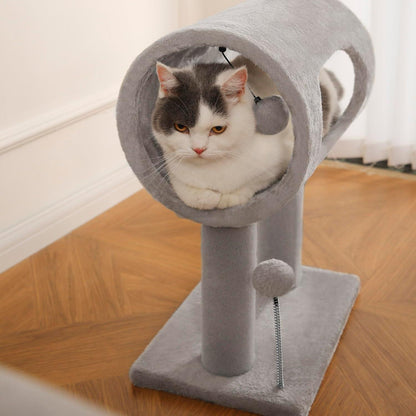 Compact Cat Tree with Tunnel & Scratching Posts