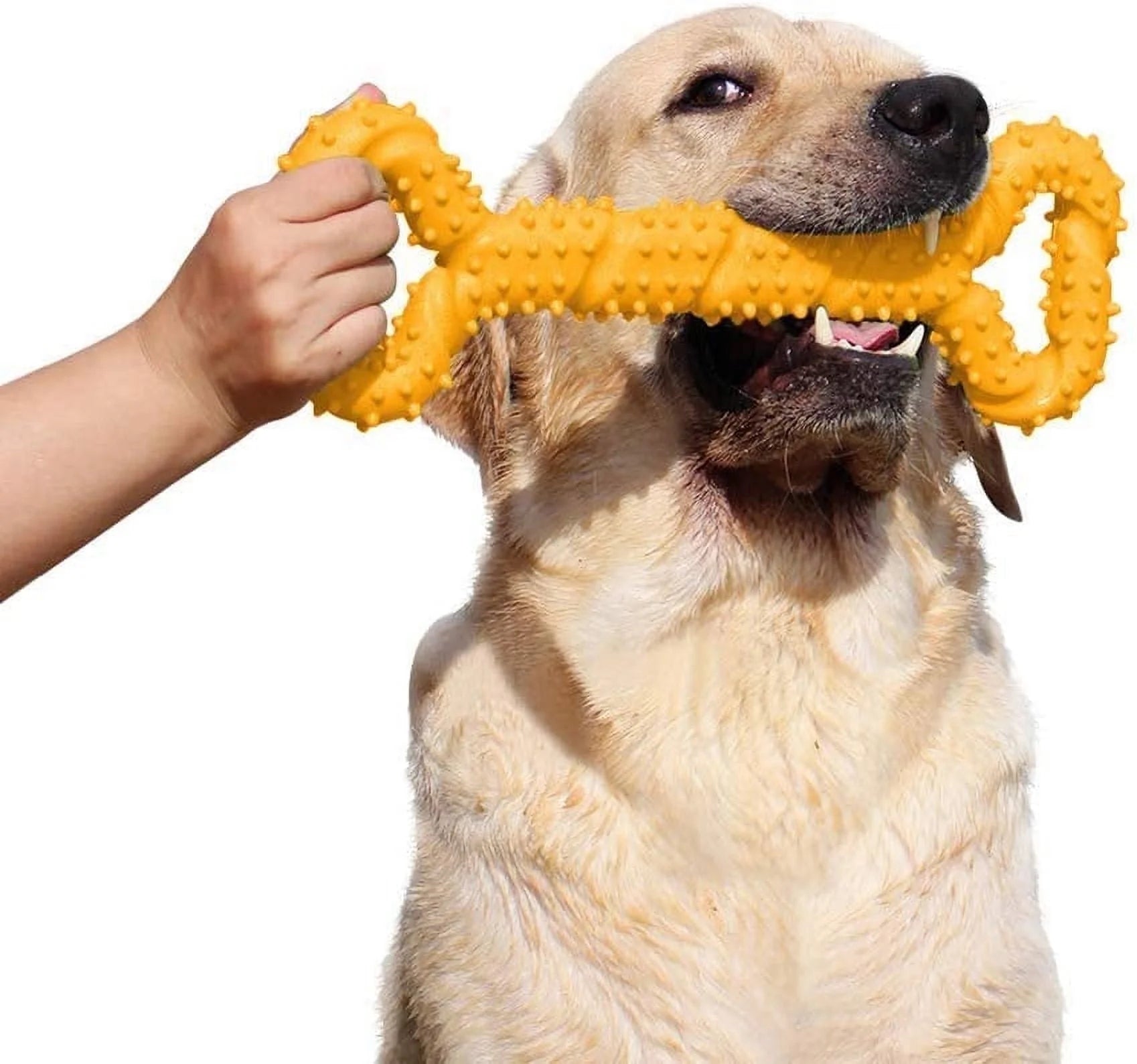 Christmas Dog Toys Durable Dog Chew Toys 13 Inch Bone Shape Extra Large Dog Toys with Convex Design Strong Tug Toy for Aggressive Chewers Medium and Large Dogs Tooth Cleaning, Yellow