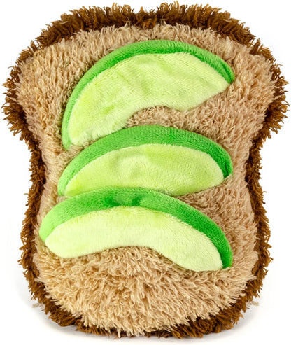 Pet Plush Pet Toy Fruits, Cupcakes, Ice Creams, Mug with Squeaker Dog Chew Toy (Avocado, Toast)