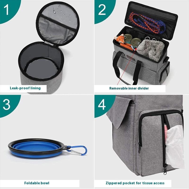 Six-Piece Dog Travel Organizer Kit