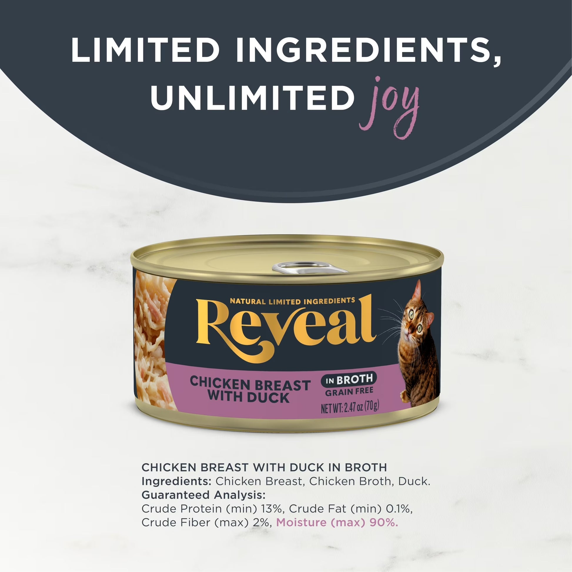 Natural Wet Cat Food, Chicken Breast with Duck in Broth, 24 X 2.47Oz Cans
