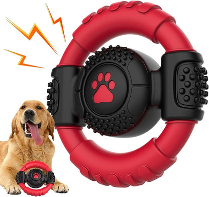 Chew Toy Nylon Rubber Steering Wheel for Small、Large and Medium Dogs | Shape Indestructible Dog Toys Dog Teeth Cleaning, Milk Flavor, 5.9 Inches