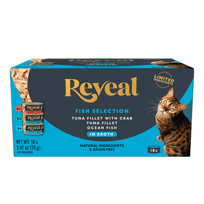 Natural Wet Cat Food Fish Selection in Broth 18 X 2.47Oz Cans