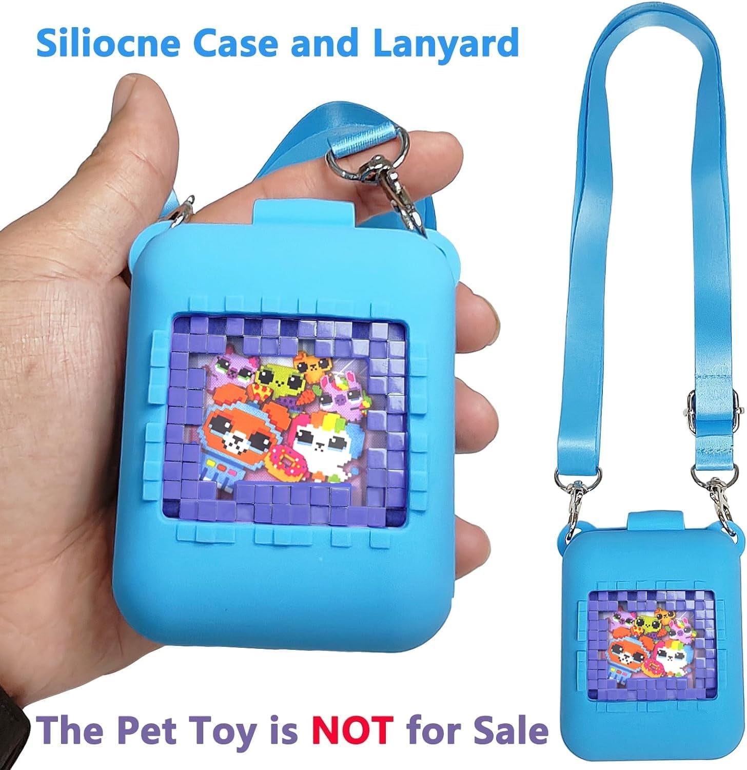 Silicone Cover Case for Bitzee Interactive Digital Pet and Case, Protective Skin Sleeve for Bitzee Virtual Electronic Pets Accessories (For Original 15 Animals) (Blue)