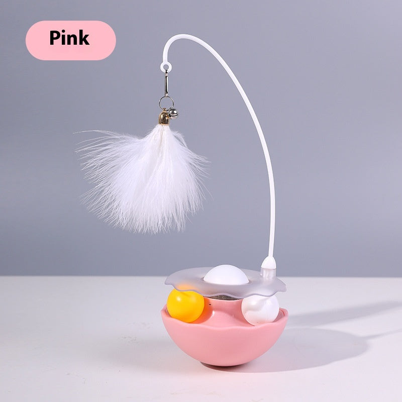 Interactive Cat Tumbler Toy with Feather Wand