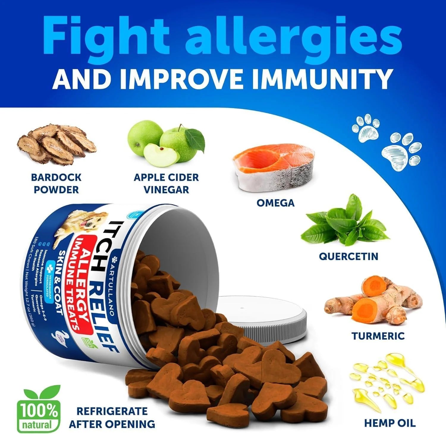 Probiotics for Dogs Support Gut Health Itchy Skin Allergies Immunity Yeast 180 Chews