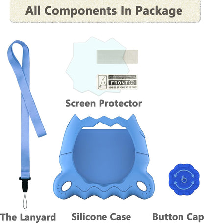 Silicone Case for Tamagotchi Paradise Electronic Pets Toy, Screen Protector and Lanyard for Tamagotchi Paradise Virtual Pet Accessories (Blue)