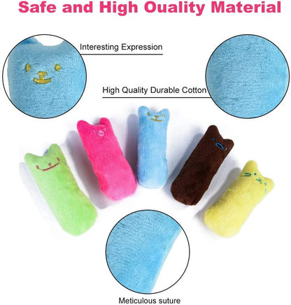 5Pcs Cat Chew Toy Bite Resistant Catnip Toys for Cats,Catnip Filled Cartoon Mice Cat Teething Chew Toy