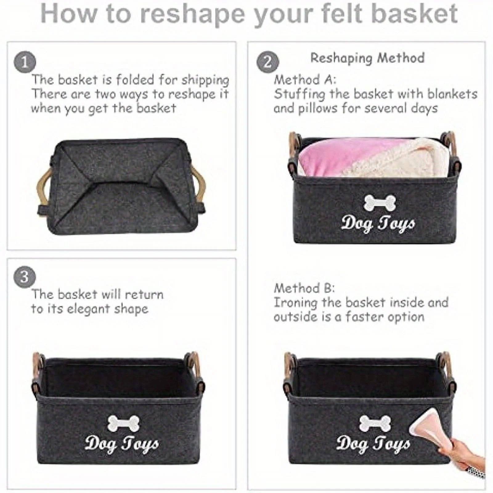Felt Pet Toy Box, Dog Toy Box, Storage Basket Chest Organizer - Perfect for Organizing Pet