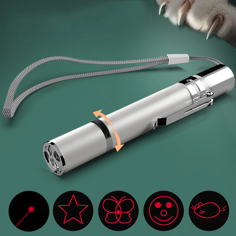 Laser Pointer Cat Toy, Red Dot LED Light Pointer Interactive Toys Indoor Cats Dogs, Long Range 5 Modes Lazer Projection Playpen for Kitten Outdoor Pet Chaser Tease Stick Training Exercise,Usb Recharge