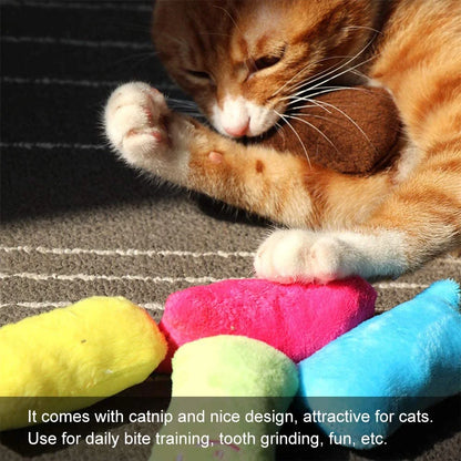 5Pcs Cat Chew Toy Bite Resistant Catnip Toys for Cats,Catnip Filled Cartoon Mice Cat Teething Chew Toy