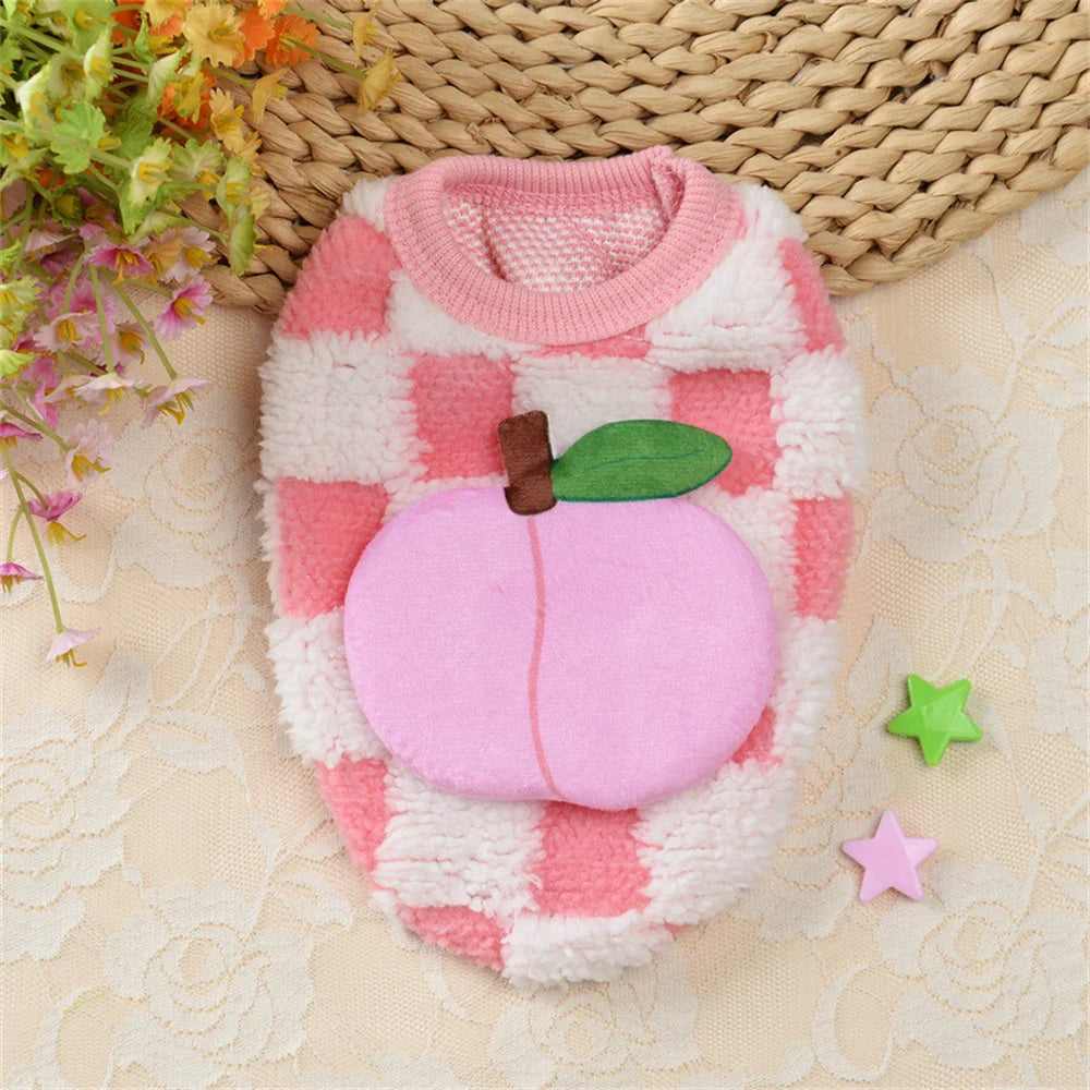 Winter Bunny Kitten Sweater Warm Fleece Small Animal Pullover Fruit Print Rabbit Guinea Pig Chinchillas Jacket Mascotas Clothing