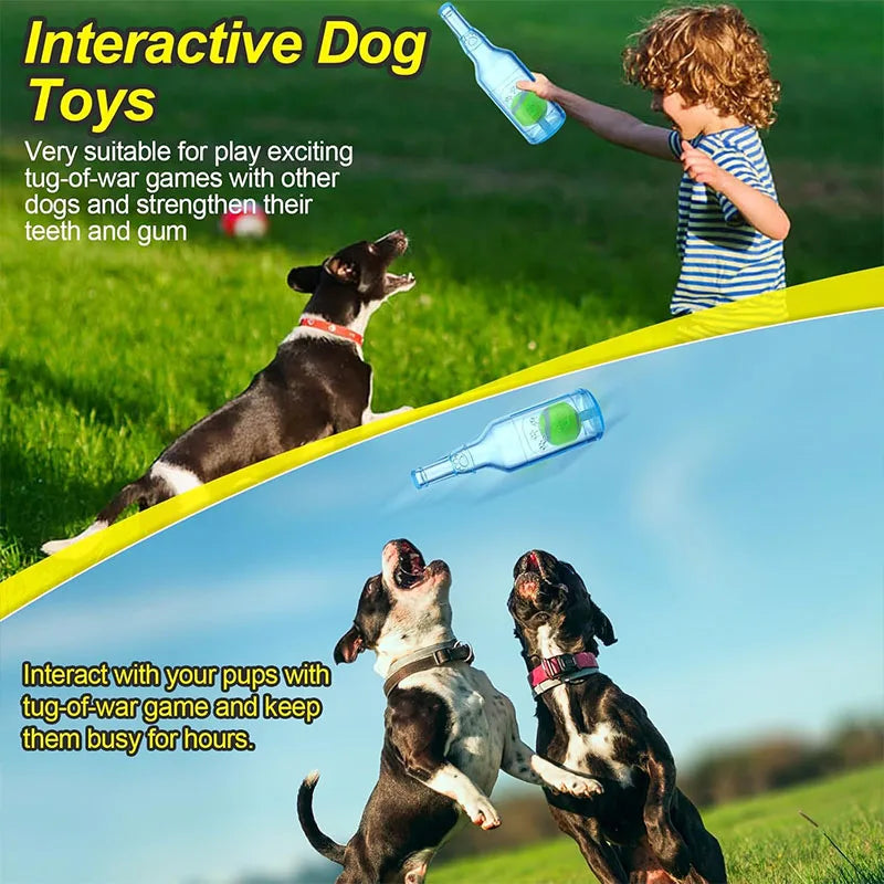 Water Bottle Dog Toy for Aggressive Chewers, Squeaky Water Bottle Dogs Chew Toysn Interactive Pet Toys to Exercise and Accompany