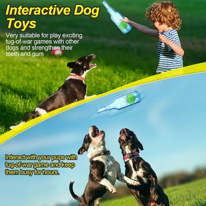 Water Bottle Dog Toy for Aggressive Chewers, Squeaky Water Bottle Dogs Chew Toysn Interactive Pet Toys to Exercise and Accompany