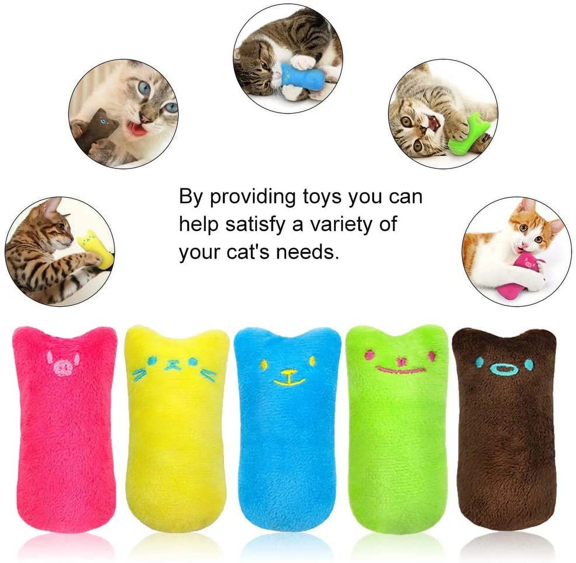 5Pcs Cat Chew Toy Bite Resistant Catnip Toys for Cats,Catnip Filled Cartoon Mice Cat Teething Chew Toy