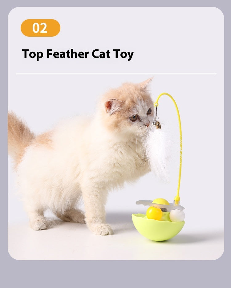 Interactive Cat Tumbler Toy with Feather Wand