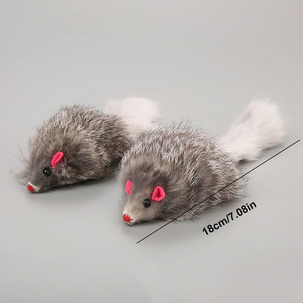 5PCS Cat Mice Toys Interactive Plush Furry Cat Chew Toy for Cat Kitten