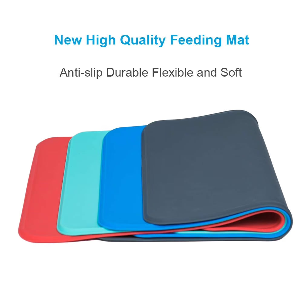 Silicone Waterproof Dog Cat Pet Food Mats Tray -FDA Grade Dog Pet Cat Feeding Mat-Black