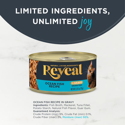 (4 Pack)  Pet Food Natural Wet Cat Food Ocean Fish in Gravy 2.47 Oz Can