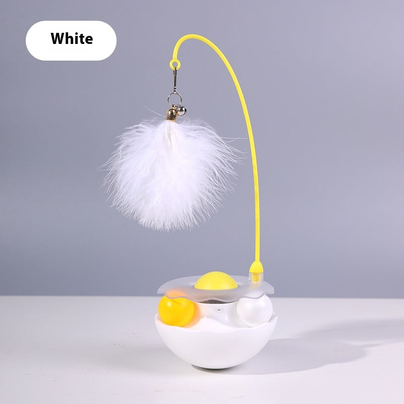 Interactive Cat Tumbler Toy with Feather Wand