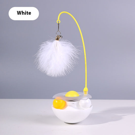 Interactive Cat Tumbler Toy with Feather Wand