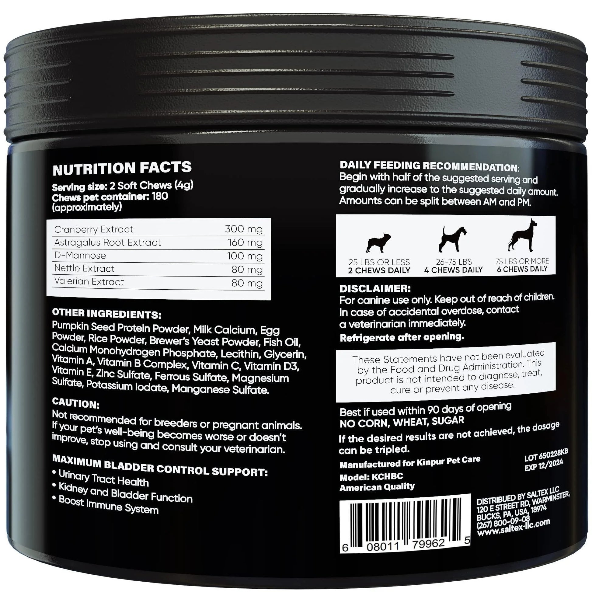 Cranberry Chews for Dogs 180 Count Urinary Tract Support