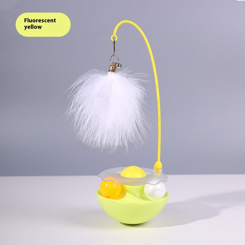 Interactive Cat Tumbler Toy with Feather Wand