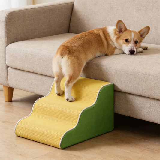 Pet Stairs for Dogs and Cats, Non Slip Pet Stairs, High Density Foam Pet Stairs, Washable Cover Pet Stairs, Bed Sofa Access Pet Stairs, Portable Indoor Pet Steps