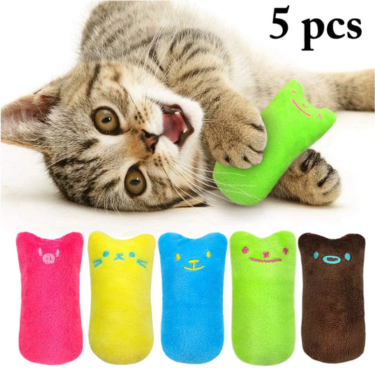 5Pcs Cat Chew Toy Bite Resistant Catnip Toys for Cats,Catnip Filled Cartoon Mice Cat Teething Chew Toy