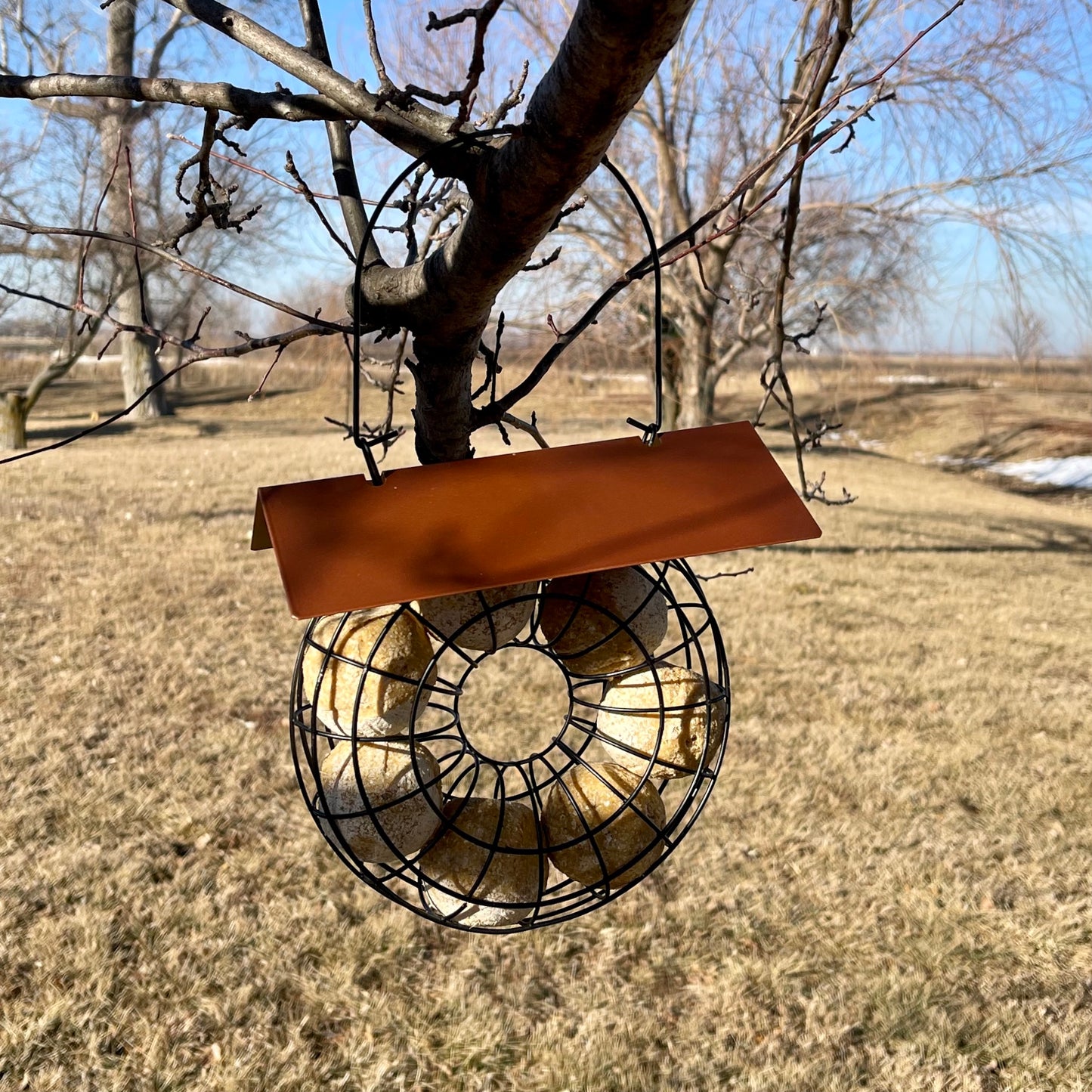 Suet Feeder for Suet Balls Metal Hanging Bird Feeder, 6 Suet Ball Capacity Copper