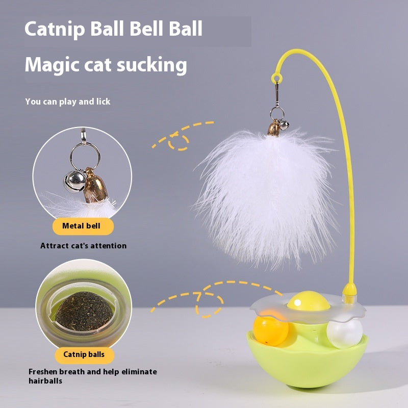Interactive Cat Tumbler Toy with Feather Wand
