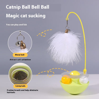 Interactive Cat Tumbler Toy with Feather Wand