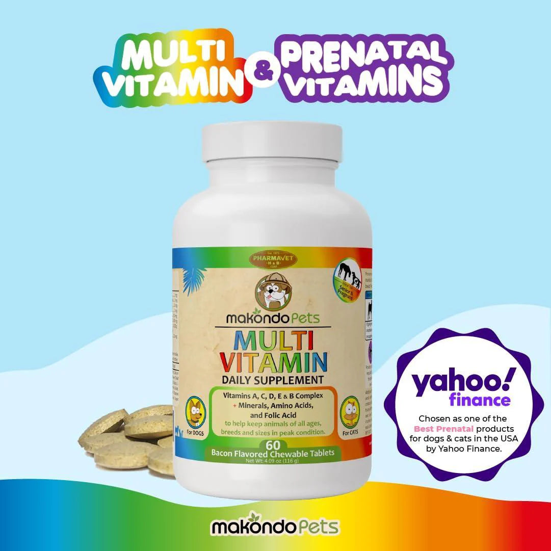Prenatal Dog Vitamins 60 Pills for Dogs and Cats with Folic Acid Minerals
