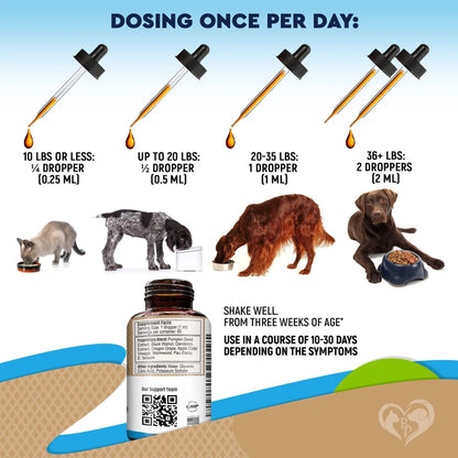 Worm Treatment for Cats & Dogs Liquid Herbal Supplement with Probiotic
