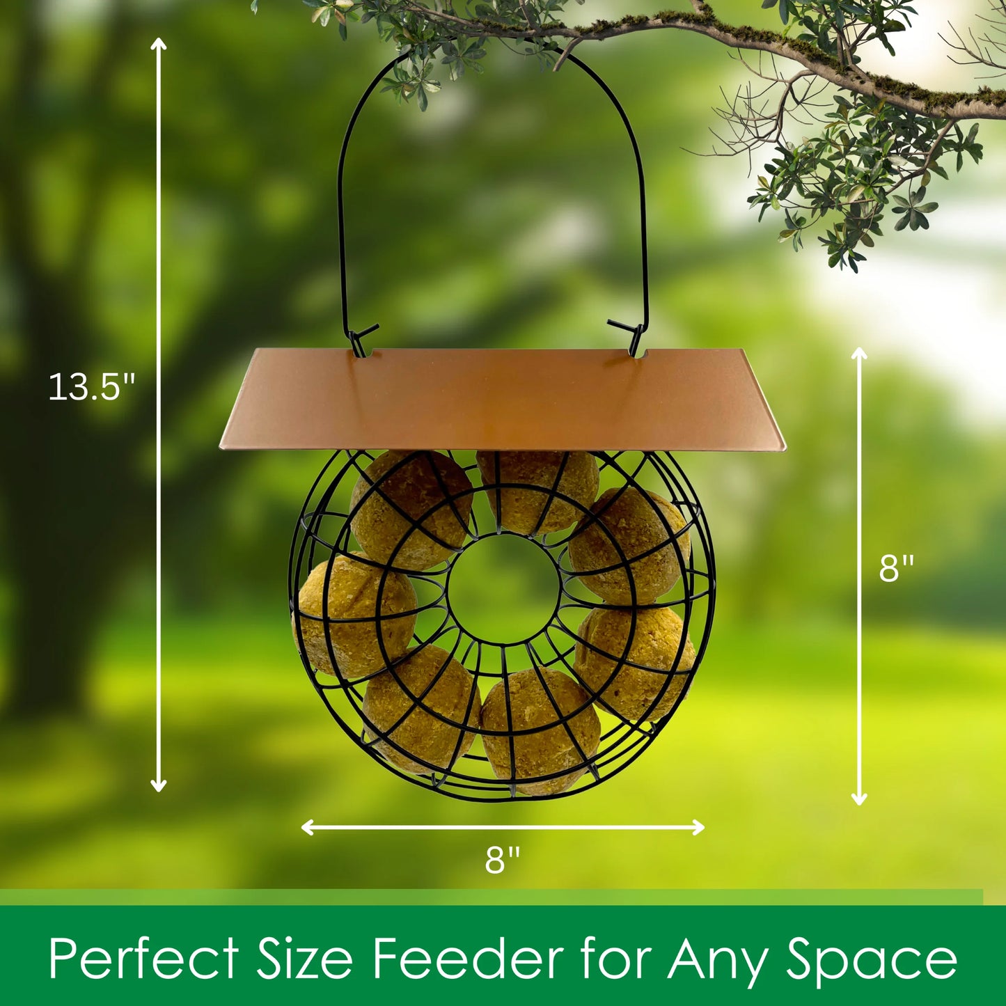 Suet Feeder for Suet Balls Metal Hanging Bird Feeder, 6 Suet Ball Capacity Copper