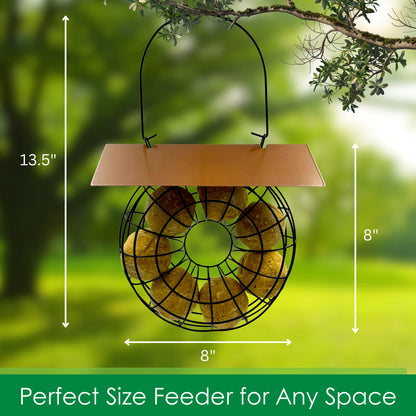 Suet Feeder for Suet Balls Metal Hanging Bird Feeder, 6 Suet Ball Capacity Copper