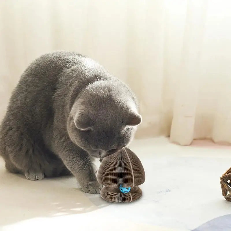 Interactive Corrugated Cat Scratcher with Ball