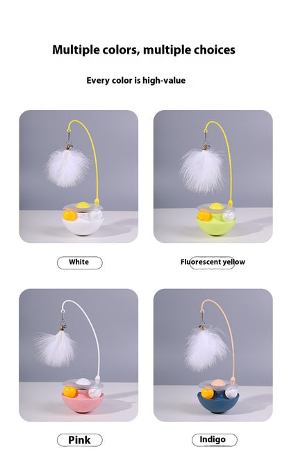 Interactive Cat Tumbler Toy with Feather Wand