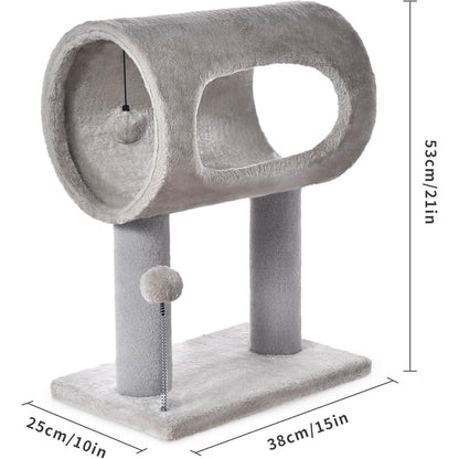 Compact Cat Tree with Tunnel & Scratching Posts