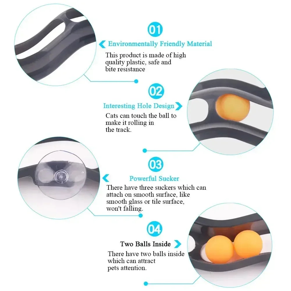 Suction-Cup Window Track Ball Toy for Cats