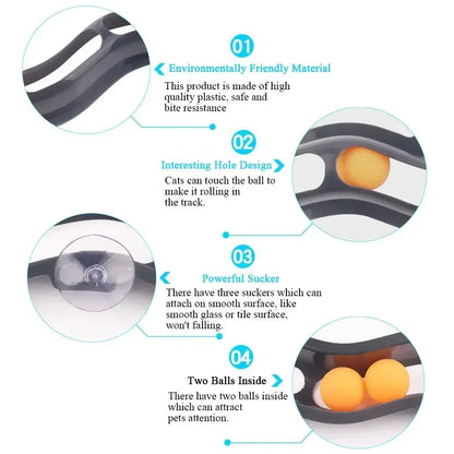 Suction-Cup Window Track Ball Toy for Cats