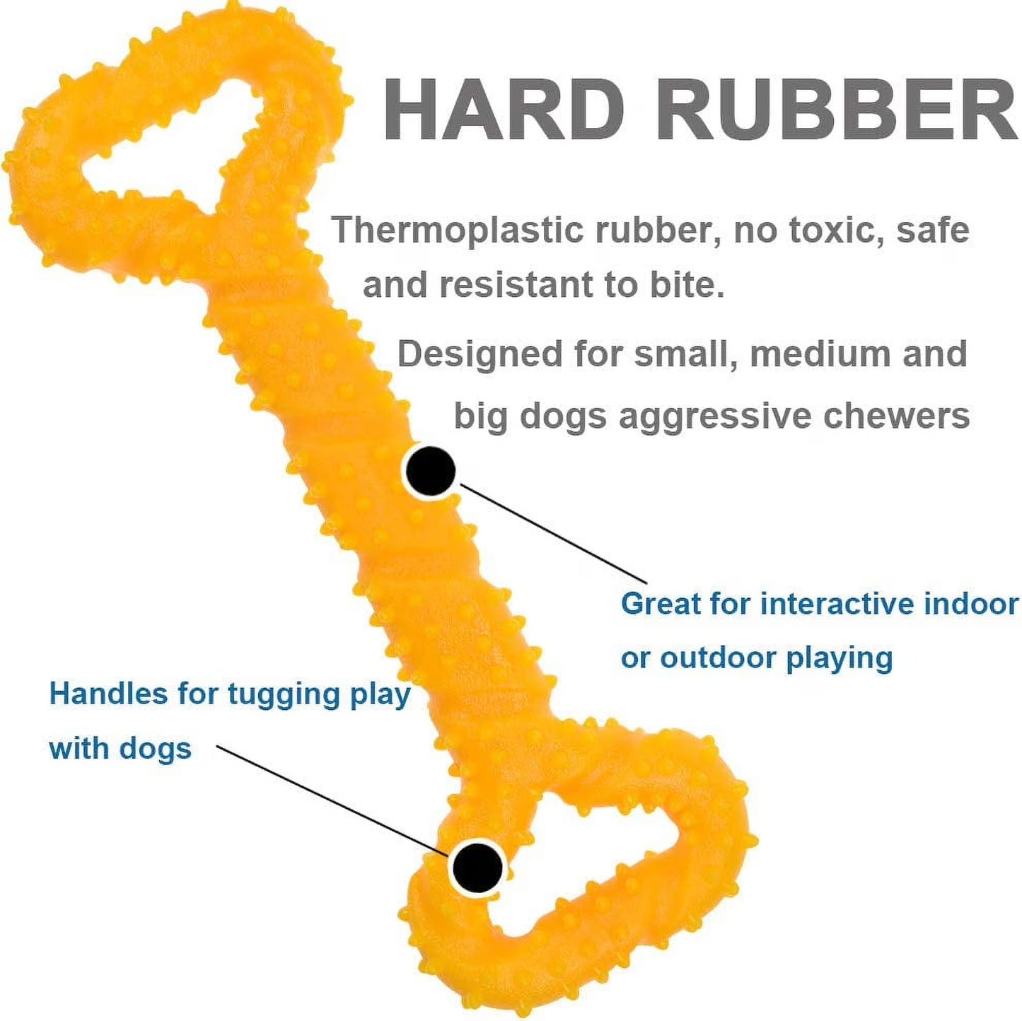 Christmas Dog Toys Durable Dog Chew Toys 13 Inch Bone Shape Extra Large Dog Toys with Convex Design Strong Tug Toy for Aggressive Chewers Medium and Large Dogs Tooth Cleaning, Yellow
