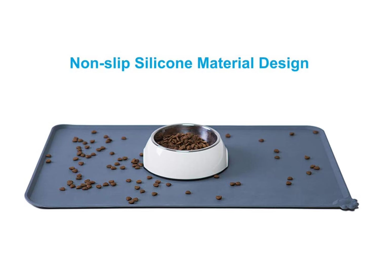 Silicone Waterproof Dog Cat Pet Food Mats Tray -FDA Grade Dog Pet Cat Feeding Mat-Black