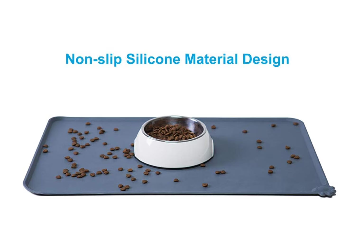 Silicone Waterproof Dog Cat Pet Food Mats Tray -FDA Grade Dog Pet Cat Feeding Mat-Black