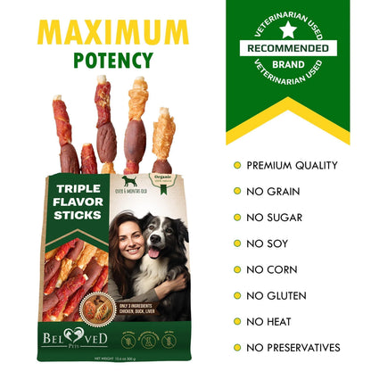 Rawhide Treats for Dogs Duck & Chicken Grain-Free Chews Dental Support