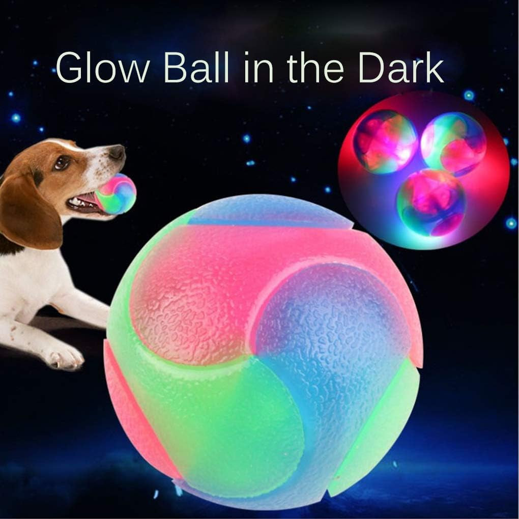 4 Pcs Light up Dog Balls,Flashing Elastic Ball,Glow Ball,Glow in the Dark Interactive Pet Toys for Aggressive Chewers,Puppy, Cats, Dogs